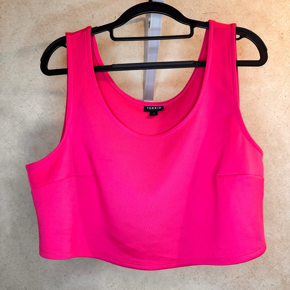 Torrid - Hot Pink Scuba Crop Top 1